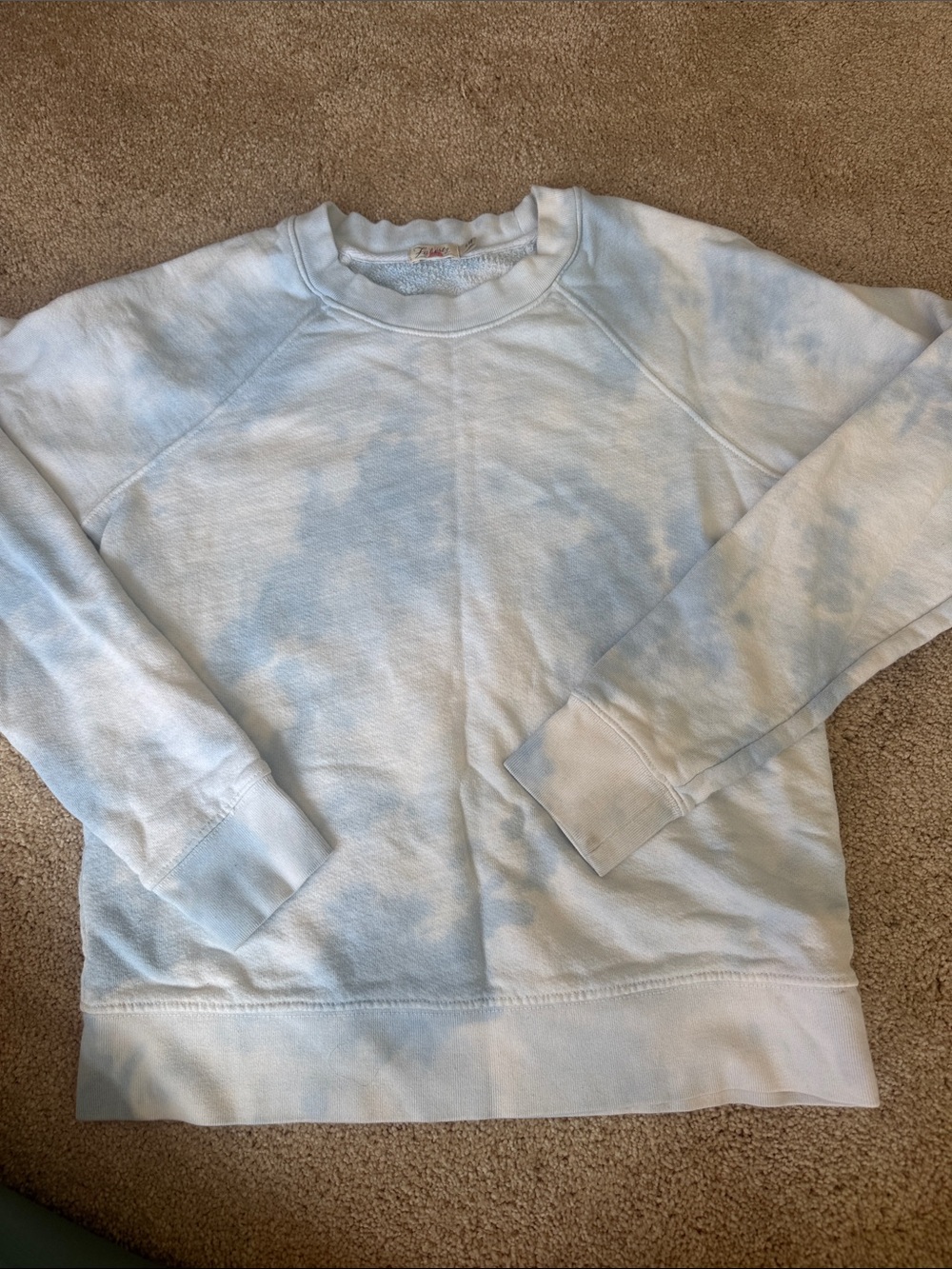 Faherty Light Blue Tie-Dye Crewneck Sweatshirt